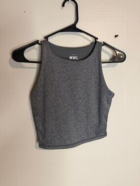 Madewell Gray Heather Cropped High-Neck Active Tank